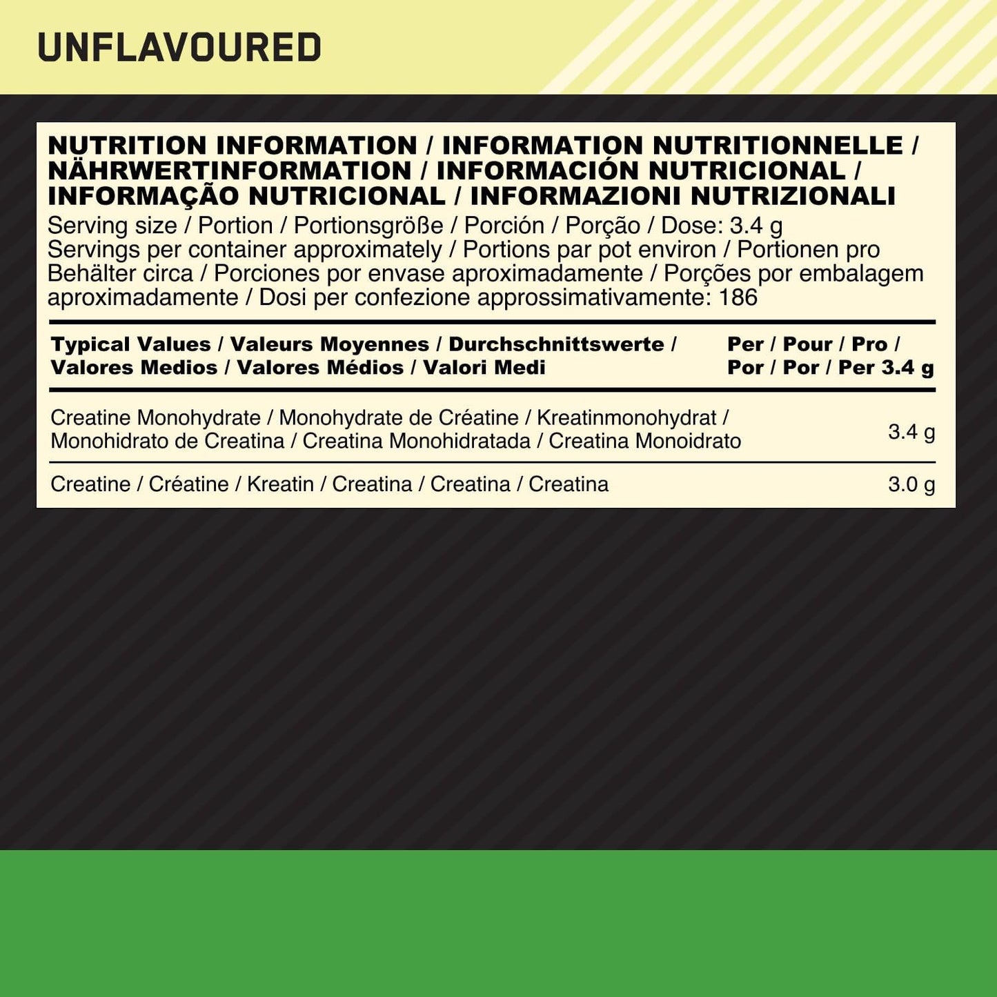 Optimum Nutrition Micronized Creatine Monohydrate Powder, Unflavoured, 634 g, 186 Servings