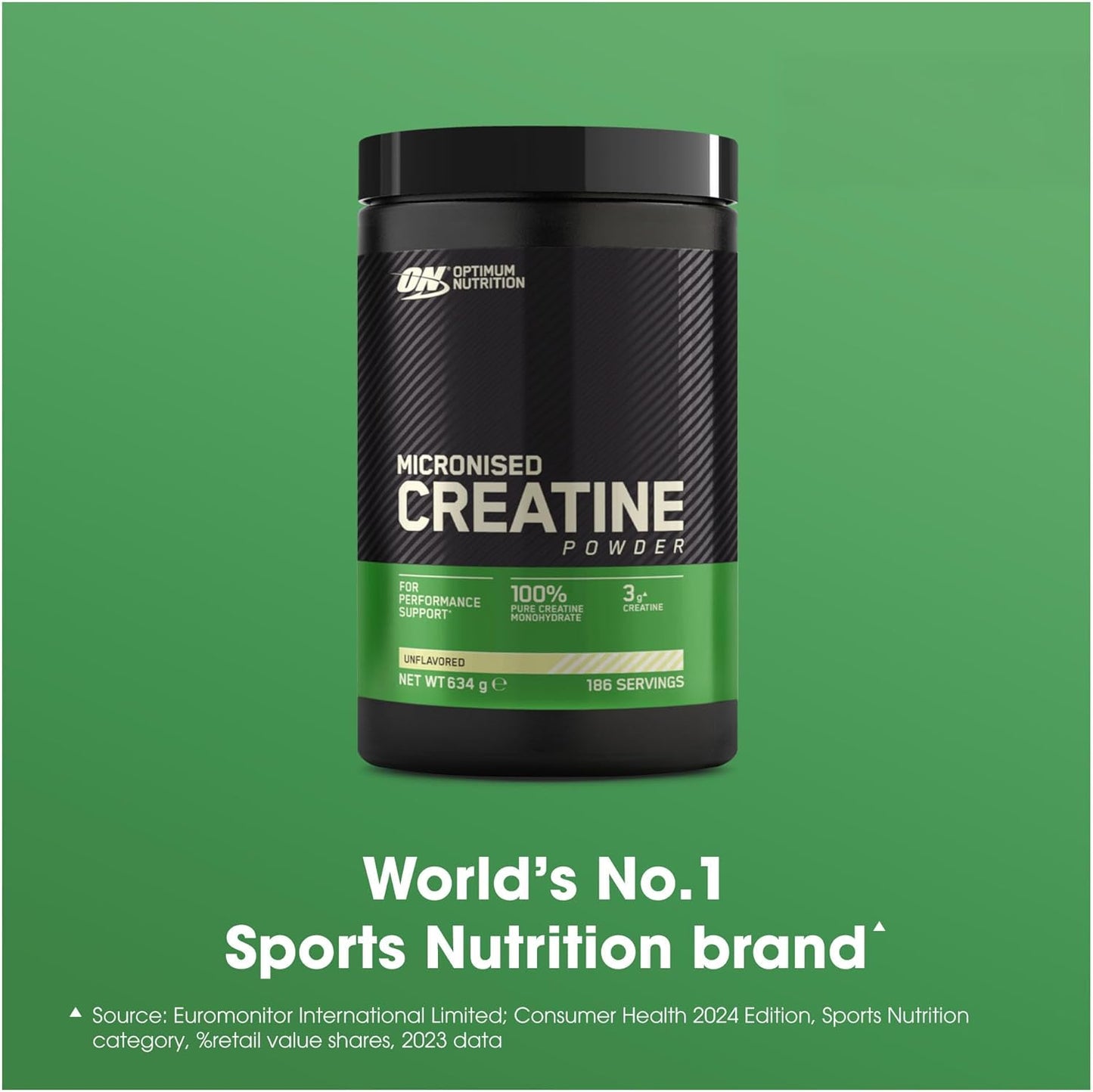 Optimum Nutrition Micronized Creatine Monohydrate Powder, Unflavoured, 634 g, 186 Servings