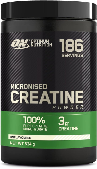 Optimum Nutrition Micronized Creatine Monohydrate Powder, Unflavoured, 634 g, 186 Servings